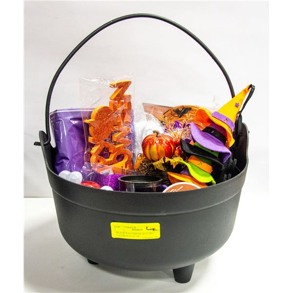 BLACK HALLOWEEN WITCHES CAULDRON FULL OF