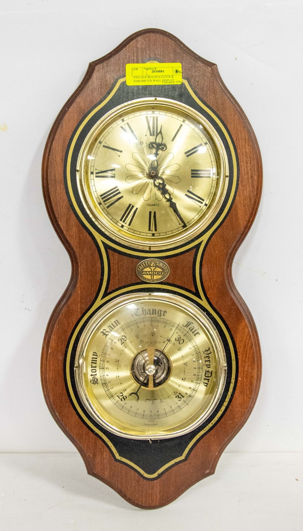 VINTAGE BULOVA CLOCK & BAROMETER WALL DISPLAY