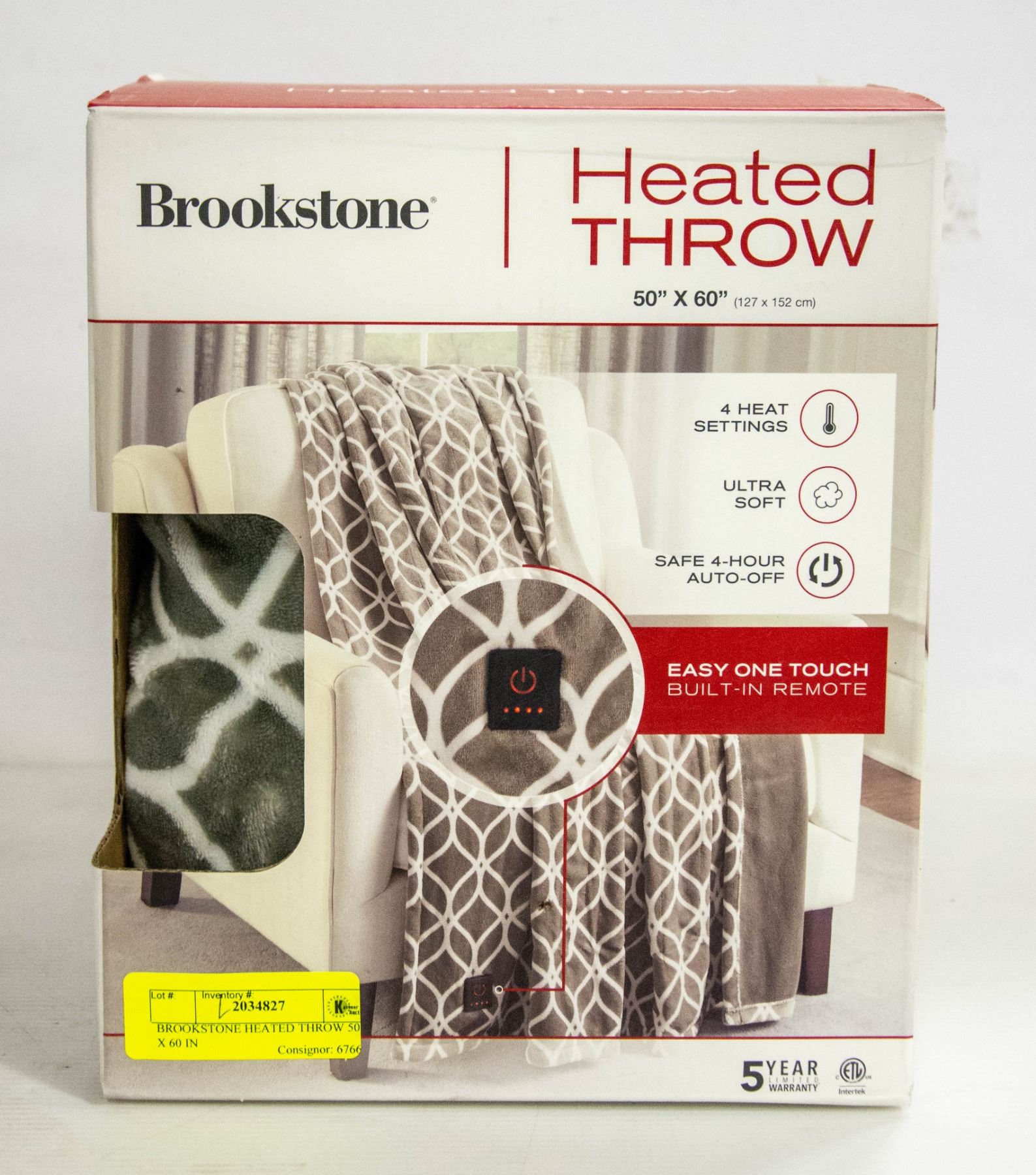 BROOKSTONE HEATED THROW 50 IN X 60 IN