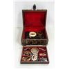 Image 2 : WOOD LOCKABLE CHEST JEWELRY BOX WITH