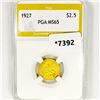 Image 1 : 1927 $2.50 Gold Quarter Eagle PGA-MS65