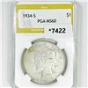 1934-S Silver Peace Dollar PGA-MS60