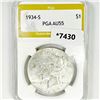 1934-S Silver Peace Dollar PGA-AU55