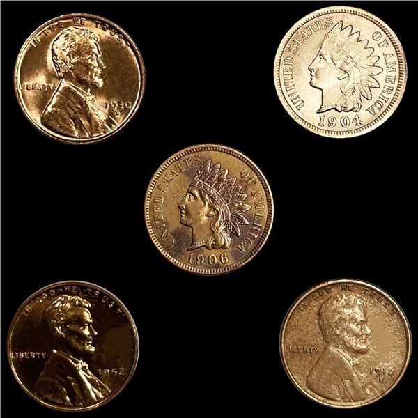 (5) Misc RED Cents UNCIRCULATED