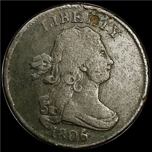 1806 Sml 6 w/ Stems Draped Bust Half Cent NICELY