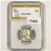1932 Washington Silver Quarter PGA-MS64