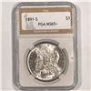 1891-S Morgan Silver Dollar PGA-MS65+