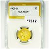 Image 1 : 1909-D $5 Gold Half Eagle PGA-MS64+