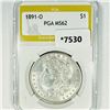 1891-O Morgan Silver Dollar PGA-MS62