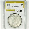 1897 Morgan Silver Dollar PGA-MS65+