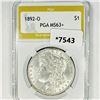 1892-O Morgan Silver Dollar PGA-MS63+