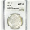 Image 1 : 1887 Morgan Silver Dollar NGC-MS62