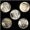 Image 1 : (5) Silver Peace Dollars UNCIRCULATED