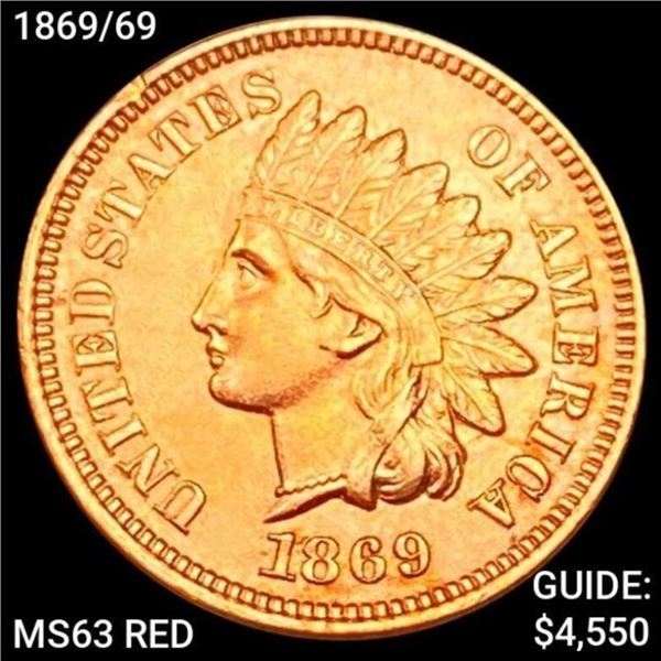 1869/69 Indian Head Cent CHOICE BU RED