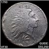 1793 Flowing Hair Large Cent LIGHTLY CIRCULATED