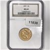 1891 $5 Gold Half Eagle NGC-MS60