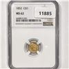 Image 1 : 1852 Rare Gold Dollar NGC-MS62