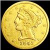 1845 $5 Gold Half Eagle NEARLY UNCIRCULATED