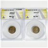 Image 1 : 1909, 1919 Set (2) Wheat Cent ANACS-MS62 RB, AU55