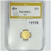 1854 Rare Gold Dollar PGA-MS63+ Ty 2