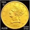 1843-O $10 Gold Eagle CHOICE AU