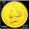 Image 1 : 1855-C TY2 Rare Gold Dollar CHOICE BU