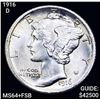 1916-D Mercury Silver Dime CHOICE BU+ FSB
