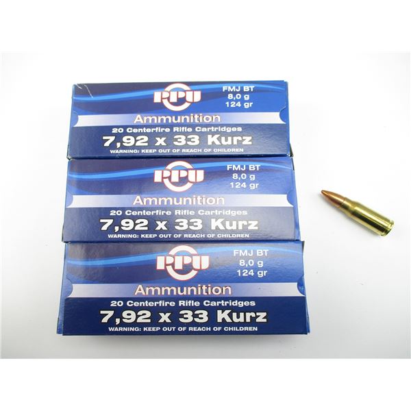 PPU 7.92X33 KURZ AMMO