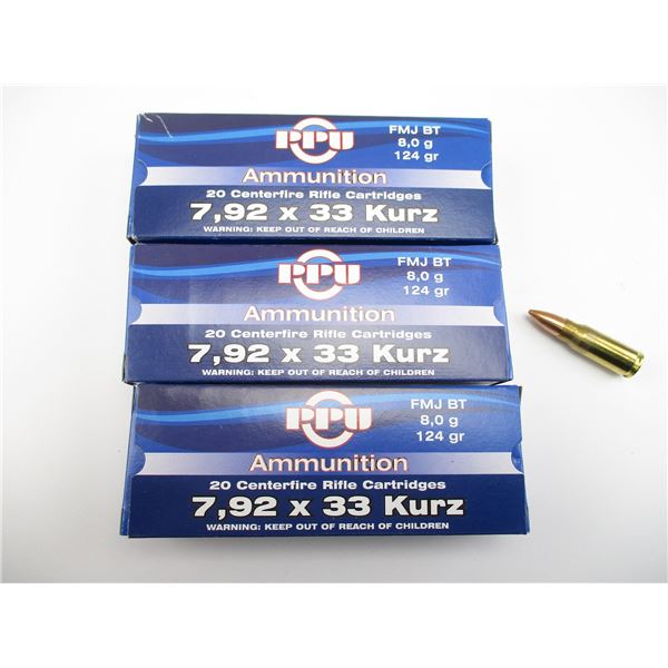 PPU 7.92X33 KURZ AMMO