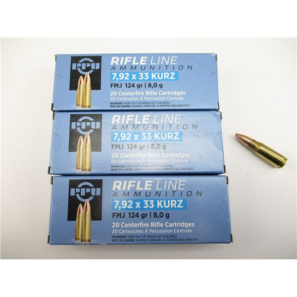 PPU 7.92X33 KURZ AMMO