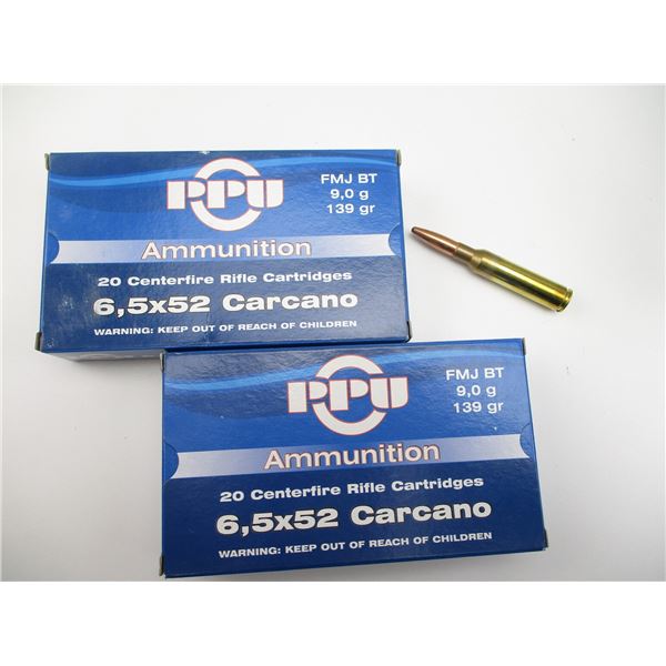 PPU 6.5X52 CARCANO AMMO