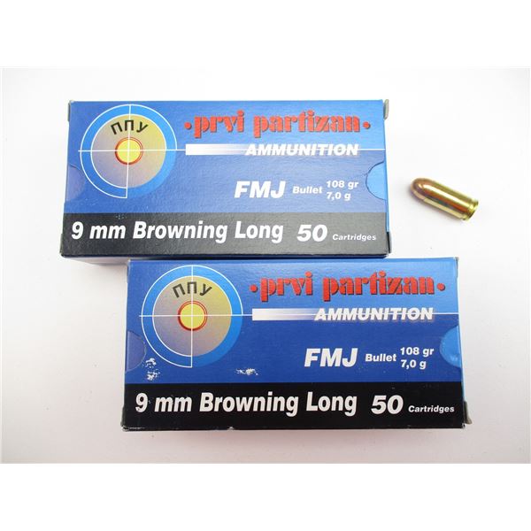 PPU 9MM BROWNING LONG AMMO