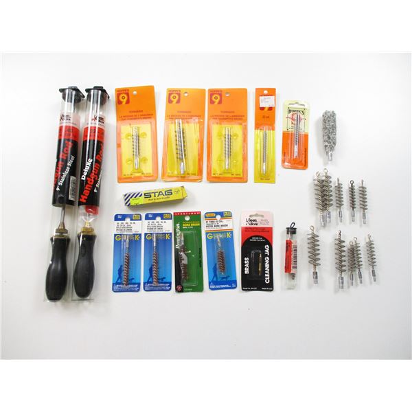 ASSORTED CLEANING RODS & BRUSHES ETC