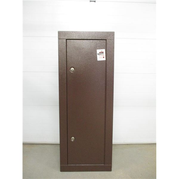 BROWN METAL RIFLE CABINET