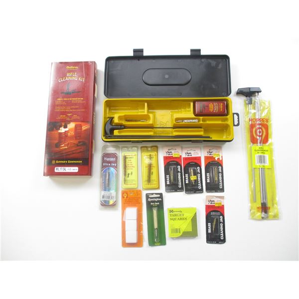 ASSORTED GUN CLEANING ACCESSORIES ETC