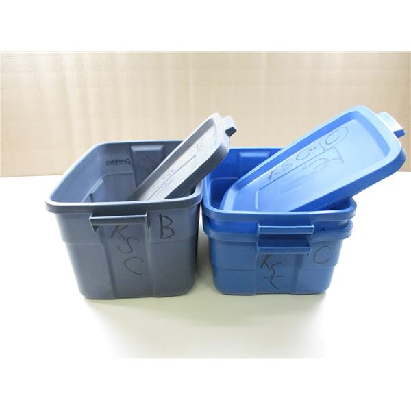 BLUE PLASTIC STORAGE BINS