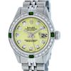 Image 1 : Rolex Ladies Stainless Steel Yellow Diamond & Emerald Wristwatch