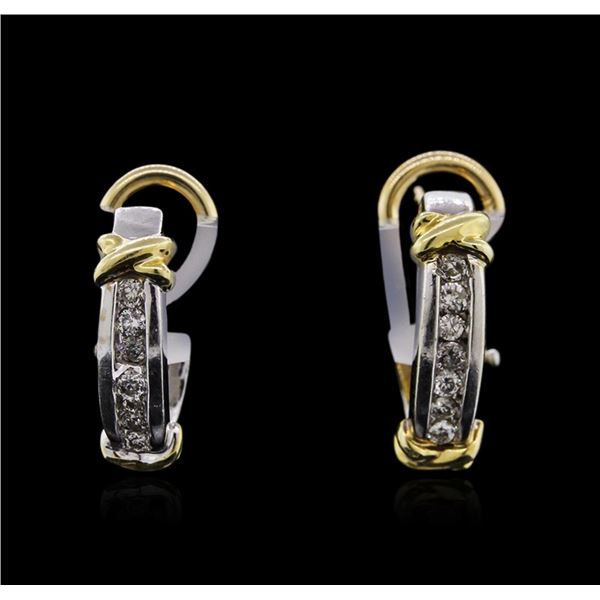 14KT Two-Tone Gold 0.22 ctw Diamond Earrings