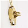 Image 3 : Vintage 14k Yellow Gold 0.40 ctw Diamond Hand Etched Shield Pendant Necklace