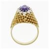 Image 8 : Vintage 18k Gold 1.76 ctw Marquise Amethyst & Round Diamond Halo Textured Ring