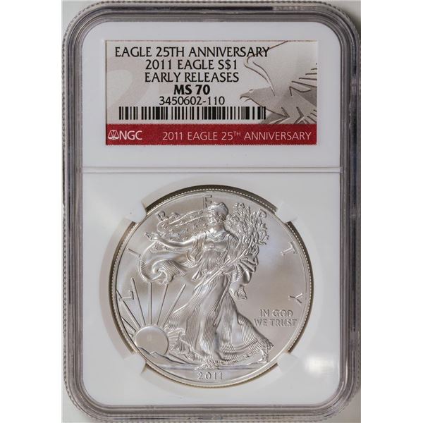 2011 American Silver Eagle .999 Fine Silver Dollar Coin NGC MS70