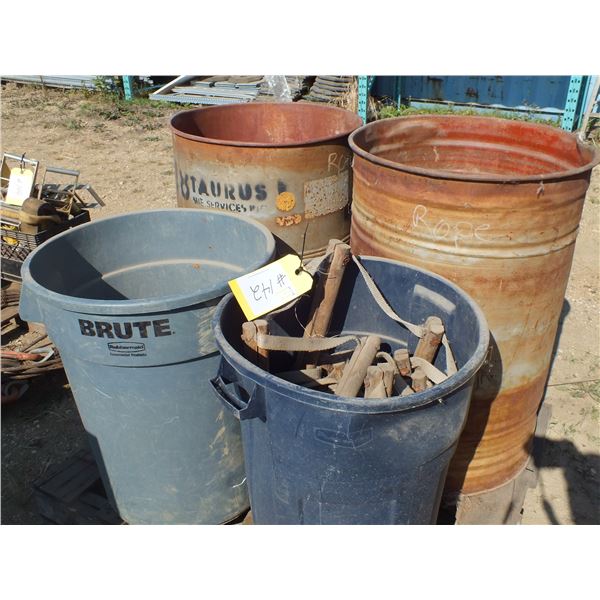 Pallet of Garbage Cans/ Pails/ Rope