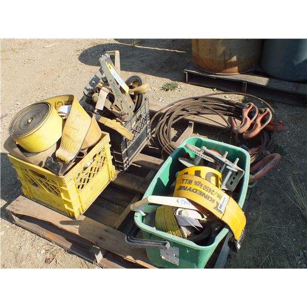 Pallet Of Straps & Steel Cable
