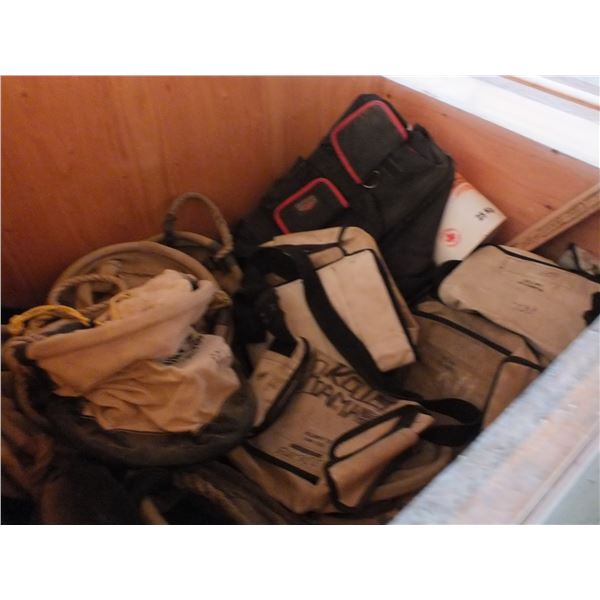 5 Crate Of Assorted Disposable coveralls and tool pouches