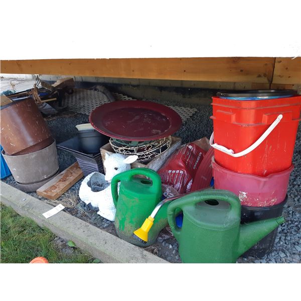 Wheelbarrow, garden items C