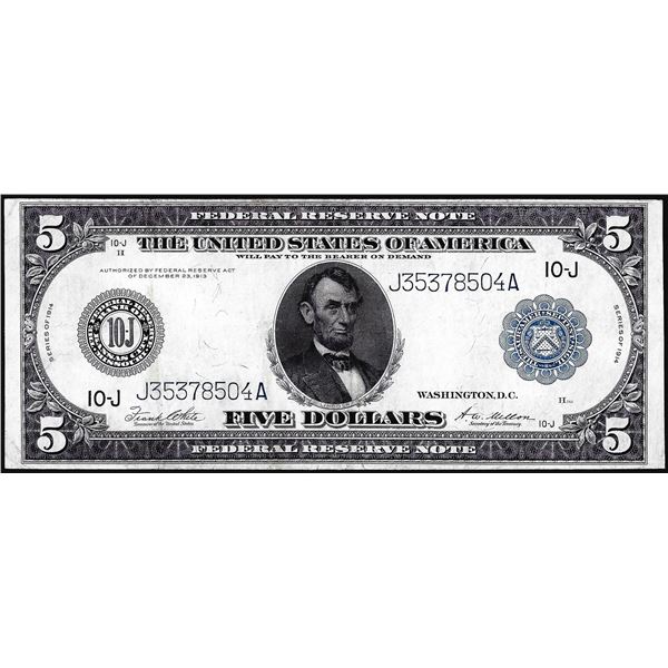 1914 $5 Federal Reserve Note Kansas City