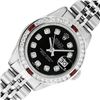 Image 2 : Rolex Ladies Stainless Steel Black Diamond & Ruby Datejust Wristwatch