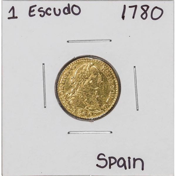 1780 Spain 1 Escudo Carlo III Gold Doubloon Coin