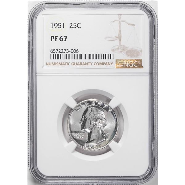 1951 Proof Washington Quarter Coin NGC PF67