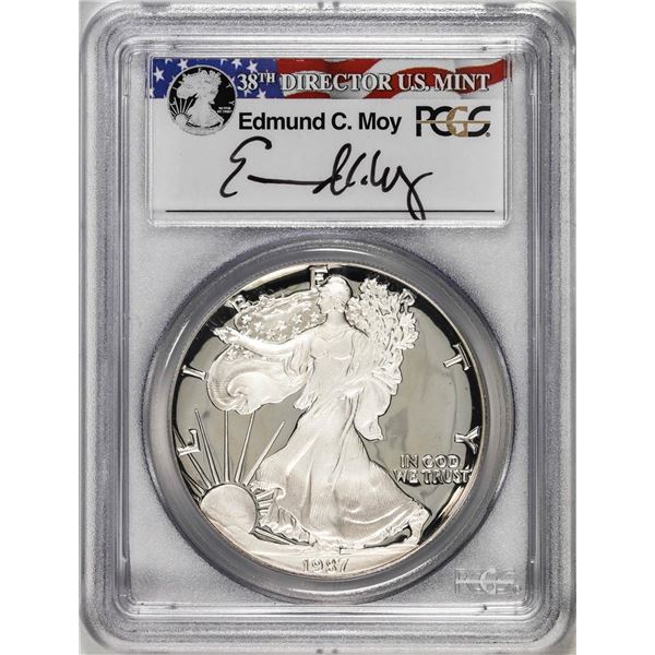 1987-S $1 Proof American Silver Eagle Coin PCGS PR69DCAM Edmund Moy Signature